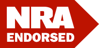 Brad Barker endorsed by the NRA, NRA approved badge, "NRA Endorsed"